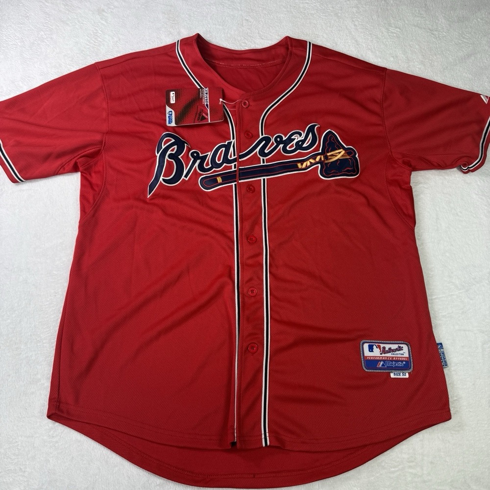 Atlanta Braves Justin Upton #8 Red Navy Blue Size 54 Authentic Majestic USA NWT